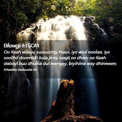 Picture 02 - Bilowgii 8:1 SOM - Oo Ilaah wuxuu xusuustay Nuux, iyo wixii noolaa, - Bible Verse Picture