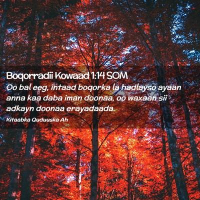 Picture 02 - Boqorradii Kowaad 1:14 SOM - Oo bal eeg, intaad boqorka la hadlayso ayaan anna - Bible Verse Picture