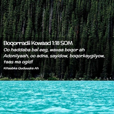 Picture 02 - Boqorradii Kowaad 1:18 SOM - Oo haddaba bal eeg, waxaa boqor ah Adoniiyaah, oo - Bible Verse Picture