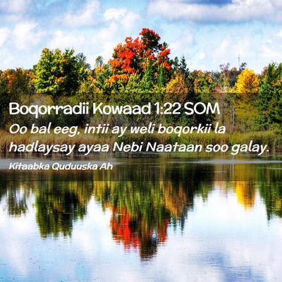 Picture 02 - Boqorradii Kowaad 1:22 SOM - Oo bal eeg, intii ay weli boqorkii la hadlaysay - Bible Verse Picture