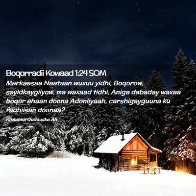 Picture 02 - Boqorradii Kowaad 1:24 SOM - Markaasaa Naataan wuxuu yidhi, Boqorow, - Bible Verse Picture