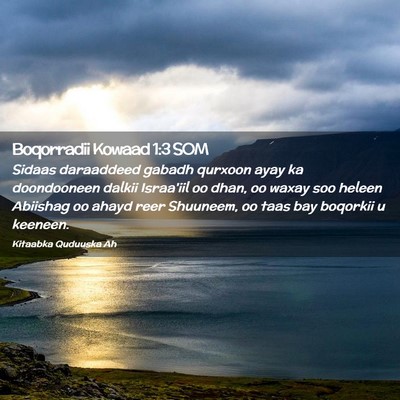 Picture 02 - Boqorradii Kowaad 1:3 SOM - Sidaas daraaddeed gabadh qurxoon ayay ka - Bible Verse Picture