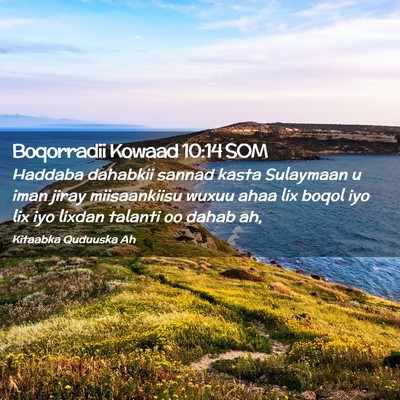 Picture 02 - Boqorradii Kowaad 10:14 SOM - Haddaba dahabkii sannad kasta Sulaymaan u iman - Bible Verse Picture