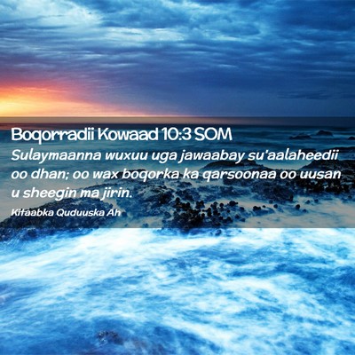 Picture 02 - Boqorradii Kowaad 10:3 SOM - Sulaymaanna wuxuu uga jawaabay su'aalaheedii oo - Bible Verse Picture