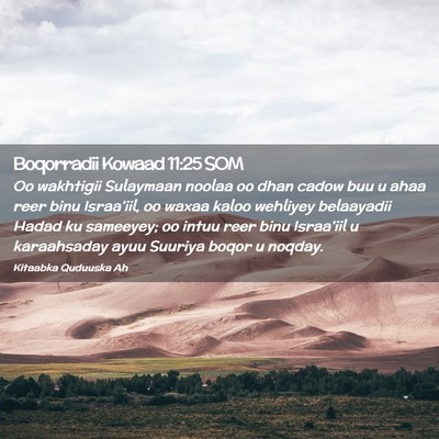 Picture 02 - Boqorradii Kowaad 11:25 SOM - Oo wakhtigii Sulaymaan noolaa oo dhan cadow buu u - Bible Verse Picture
