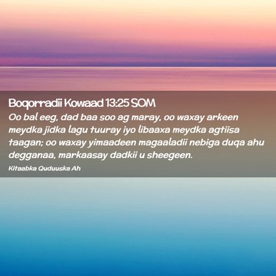 Picture 02 - Boqorradii Kowaad 13:25 SOM - Oo bal eeg, dad baa soo ag maray, oo waxay arkeen - Bible Verse Picture