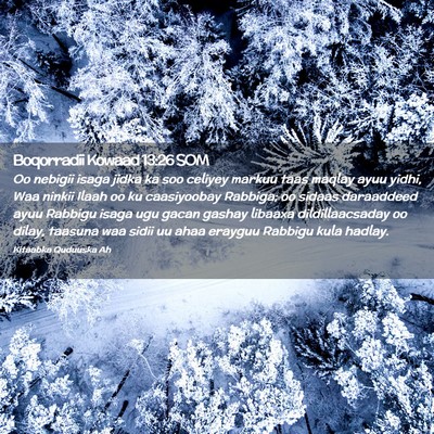 Picture 02 - Boqorradii Kowaad 13:26 SOM - Oo nebigii isaga jidka ka soo celiyey markuu taas - Bible Verse Picture