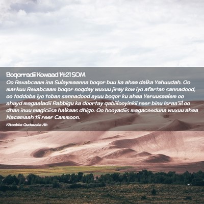 Picture 02 - Boqorradii Kowaad 14:21 SOM - Oo Rexabcaam ina Sulaymaanna boqor buu ka ahaa - Bible Verse Picture