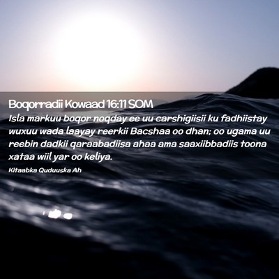 Picture 02 - Boqorradii Kowaad 16:11 SOM - Isla markuu boqor noqday ee uu carshigiisii ku - Bible Verse Picture