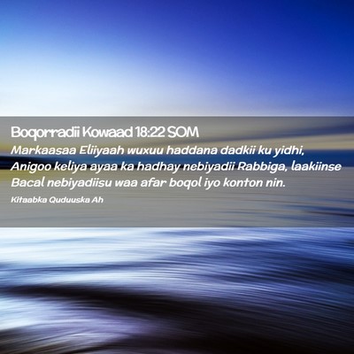 Picture 02 - Boqorradii Kowaad 18:22 SOM - Markaasaa Eliiyaah wuxuu haddana dadkii ku yidhi, - Bible Verse Picture