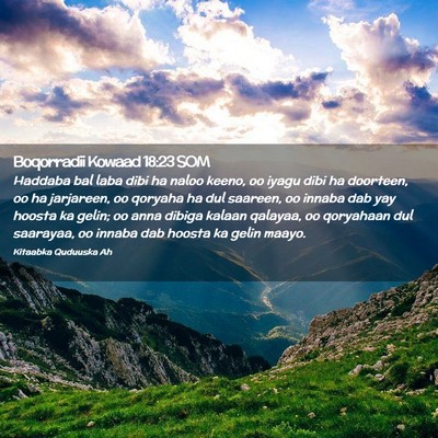 Picture 02 - Boqorradii Kowaad 18:23 SOM - Haddaba bal laba dibi ha naloo keeno, oo iyagu - Bible Verse Picture