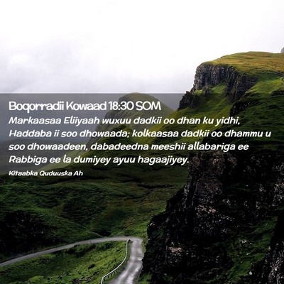 Picture 02 - Boqorradii Kowaad 18:30 SOM - Markaasaa Eliiyaah wuxuu dadkii oo dhan ku yidhi, - Bible Verse Picture