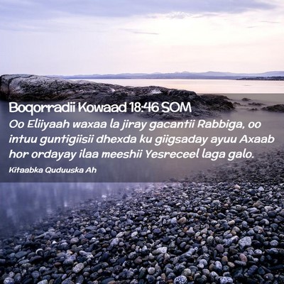Picture 02 - Boqorradii Kowaad 18:46 SOM - Oo Eliiyaah waxaa la jiray gacantii Rabbiga, oo - Bible Verse Picture
