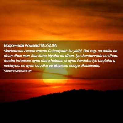 Picture 02 - Boqorradii Kowaad 18:5 SOM - Markaasaa Axaab wuxuu Cobadyaah ku yidhi, Bal - Bible Verse Picture