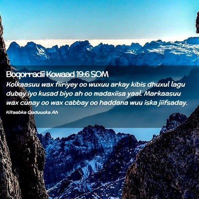 Picture 02 - Boqorradii Kowaad 19:6 SOM - Kolkaasuu wax fiiriyey oo wuxuu arkay kibis - Bible Verse Picture