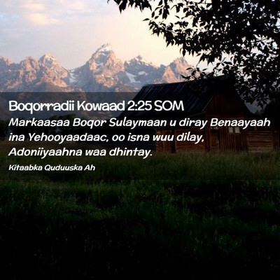 Picture 02 - Boqorradii Kowaad 2:25 SOM - Markaasaa Boqor Sulaymaan u diray Benaayaah ina - Bible Verse Picture