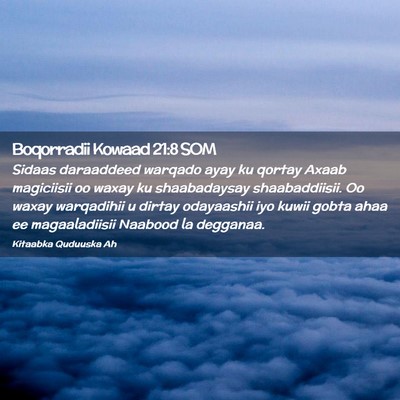 Picture 02 - Boqorradii Kowaad 21:8 SOM - Sidaas daraaddeed warqado ayay ku qortay Axaab - Bible Verse Picture