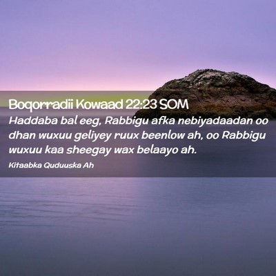 Picture 02 - Boqorradii Kowaad 22:23 SOM - Haddaba bal eeg, Rabbigu afka nebiyadaadan oo - Bible Verse Picture