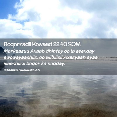 Picture 02 - Boqorradii Kowaad 22:40 SOM - Markaasuu Axaab dhintay oo la seexday - Bible Verse Picture