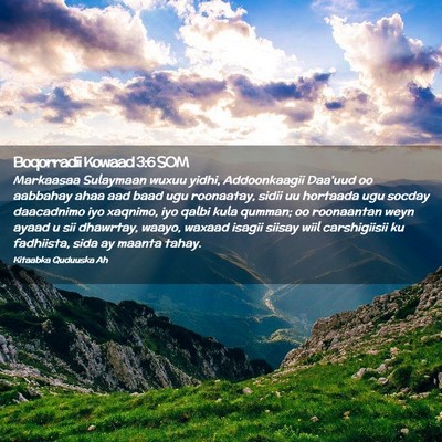 Picture 02 - Boqorradii Kowaad 3:6 SOM - Markaasaa Sulaymaan wuxuu yidhi, Addoonkaagii - Bible Verse Picture