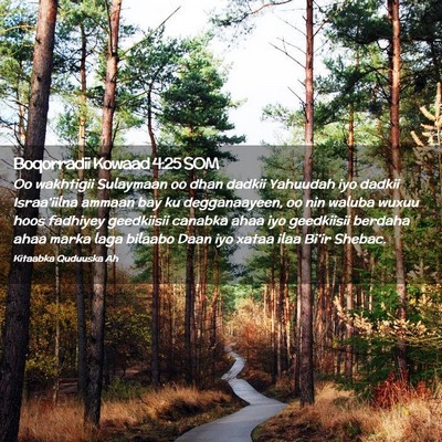 Picture 02 - Boqorradii Kowaad 4:25 SOM - Oo wakhtigii Sulaymaan oo dhan dadkii Yahuudah - Bible Verse Picture