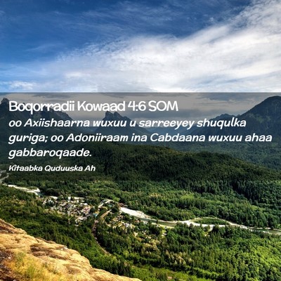 Picture 02 - Boqorradii Kowaad 4:6 SOM - oo Axiishaarna wuxuu u sarreeyey shuqulka guriga; - Bible Verse Picture