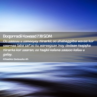 Picture 02 - Boqorradii Kowaad 7:18 SOM - Oo saasuu u sameeyey tiirarkii; oo shabaggiiba - Bible Verse Picture