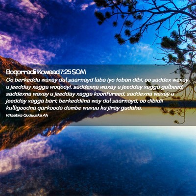 Picture 02 - Boqorradii Kowaad 7:25 SOM - Oo berkeddu waxay dul saarnayd laba iyo toban - Bible Verse Picture
