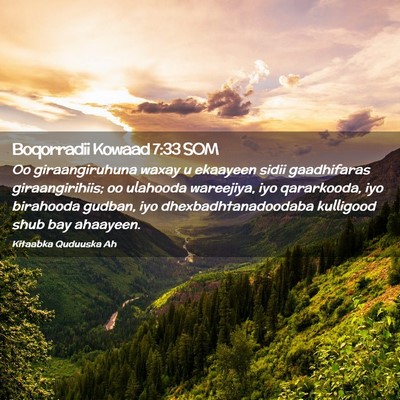 Picture 02 - Boqorradii Kowaad 7:33 SOM - Oo giraangiruhuna waxay u ekaayeen sidii - Bible Verse Picture