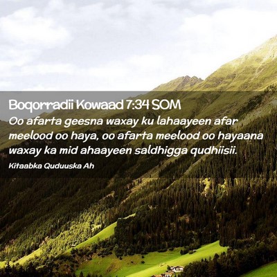 Picture 02 - Boqorradii Kowaad 7:34 SOM - Oo afarta geesna waxay ku lahaayeen afar meelood - Bible Verse Picture