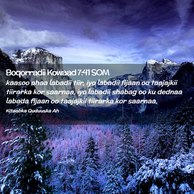 Picture 02 - Boqorradii Kowaad 7:41 SOM - kaasoo ahaa labadii tiir, iyo labadii fijaan oo - Bible Verse Picture