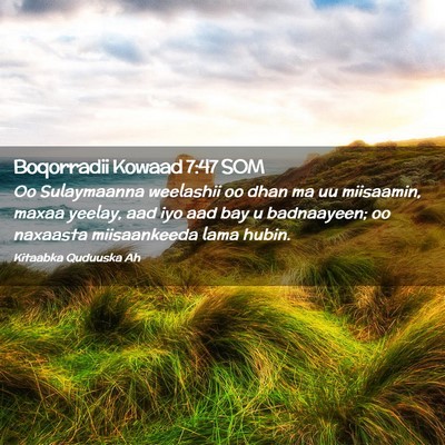 Picture 02 - Boqorradii Kowaad 7:47 SOM - Oo Sulaymaanna weelashii oo dhan ma uu miisaamin, - Bible Verse Picture