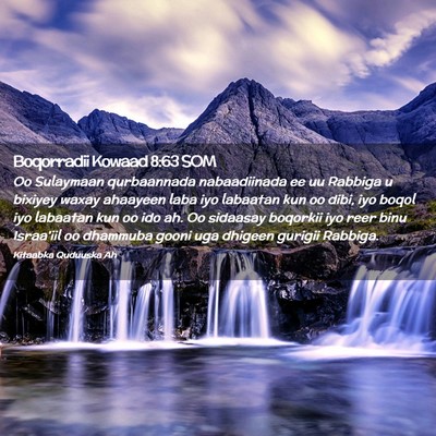 Picture 02 - Boqorradii Kowaad 8:63 SOM - Oo Sulaymaan qurbaannada nabaadiinada ee uu - Bible Verse Picture