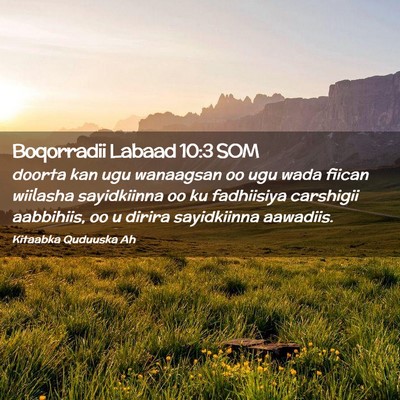 Picture 02 - Boqorradii Labaad 10:3 SOM - doorta kan ugu wanaagsan oo ugu wada fiican - Bible Verse Picture