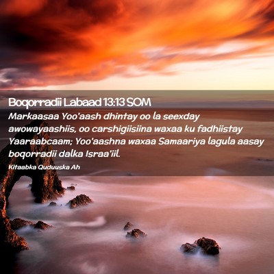 Picture 02 - Boqorradii Labaad 13:13 SOM - Markaasaa Yoo'aash dhintay oo la seexday - Bible Verse Picture