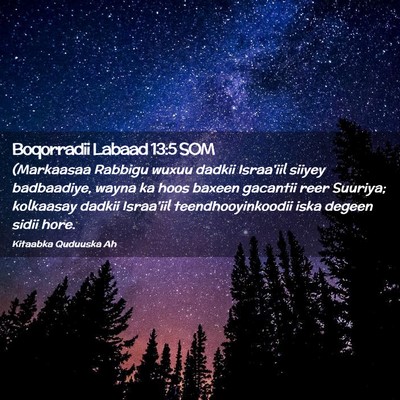 Picture 02 - Boqorradii Labaad 13:5 SOM - (Markaasaa Rabbigu wuxuu dadkii Israa'iil siiyey - Bible Verse Picture