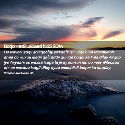 Picture 02 - Boqorradii Labaad 15:25 SOM - Oo waxaa isagii shirqoolay sirkaalkiisii Feqax - Bible Verse Picture