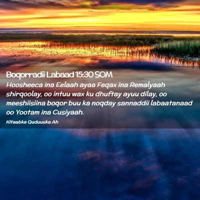 Picture 02 - Boqorradii Labaad 15:30 SOM - Hoosheeca ina Eelaah ayaa Feqax ina Remalyaah - Bible Verse Picture