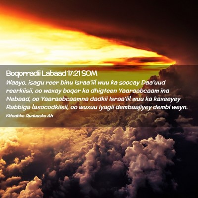 Picture 02 - Boqorradii Labaad 17:21 SOM - Waayo, isagu reer binu Israa'iil wuu ka soocay - Bible Verse Picture