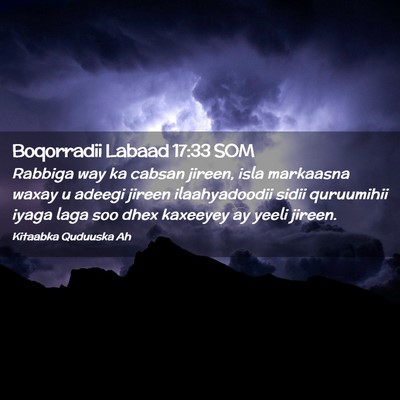 Picture 02 - Boqorradii Labaad 17:33 SOM - Rabbiga way ka cabsan jireen, isla markaasna - Bible Verse Picture