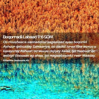 Picture 02 - Boqorradii Labaad 17:6 SOM - Oo Hoosheeca sannaddiisii sagaalaad ayaa boqorkii - Bible Verse Picture