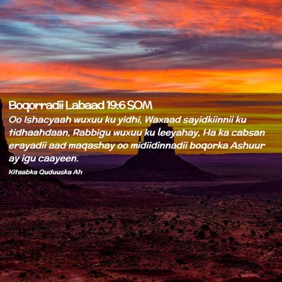 Picture 02 - Boqorradii Labaad 19:6 SOM - Oo Ishacyaah wuxuu ku yidhi, Waxaad sayidkiinnii - Bible Verse Picture