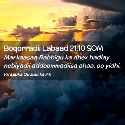 Picture 02 - Boqorradii Labaad 21:10 SOM - Markaasaa Rabbigu ka dhex hadlay nebiyadii - Bible Verse Picture