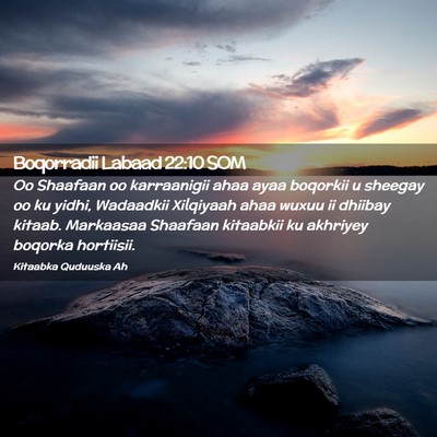 Picture 02 - Boqorradii Labaad 22:10 SOM - Oo Shaafaan oo karraanigii ahaa ayaa boqorkii u - Bible Verse Picture