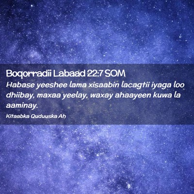 Picture 02 - Boqorradii Labaad 22:7 SOM - Habase yeeshee lama xisaabin lacagtii iyaga loo - Bible Verse Picture