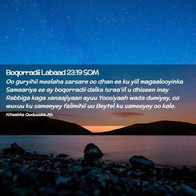 Picture 02 - Boqorradii Labaad 23:19 SOM - Oo guryihii meelaha sarsare oo dhan ee ku yiil - Bible Verse Picture