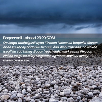 Picture 02 - Boqorradii Labaad 23:29 SOM - Oo isaga wakhtigiisii ayaa Fircoon Nekoo oo - Bible Verse Picture