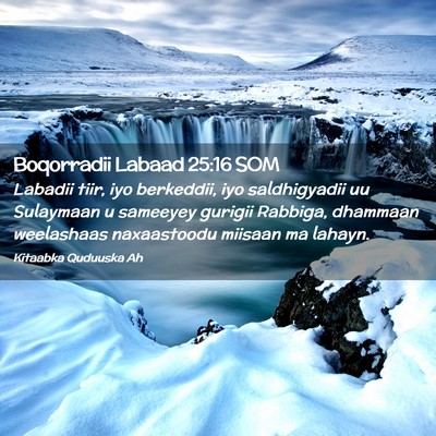 Picture 02 - Boqorradii Labaad 25:16 SOM - Labadii tiir, iyo berkeddii, iyo saldhigyadii uu - Bible Verse Picture