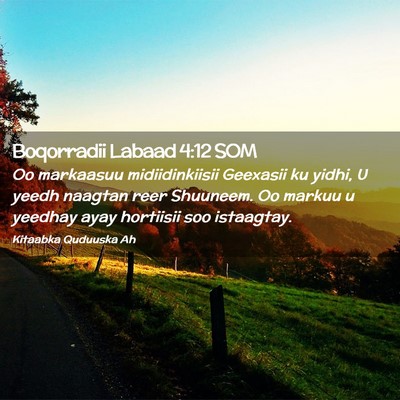 Picture 02 - Boqorradii Labaad 4:12 SOM - Oo markaasuu midiidinkiisii Geexasii ku yidhi, U - Bible Verse Picture