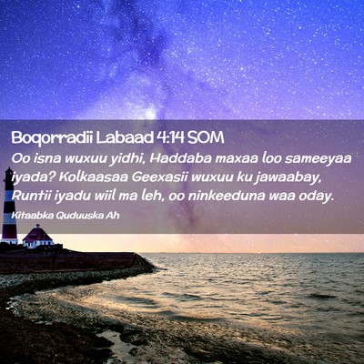 Picture 02 - Boqorradii Labaad 4:14 SOM - Oo isna wuxuu yidhi, Haddaba maxaa loo sameeyaa - Bible Verse Picture